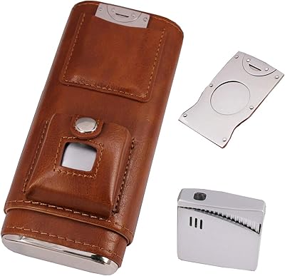 Étui à cigares portable de luxe à 3 supports amancy avec briquet