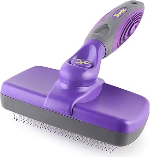 Brosse autonettoyante hertzko avec embouts en plastique pour chiens et chats sensibles