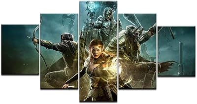 Qqyyt affiche de jeu en ligne à 5 panneaux, décoration murale moderne, peinture