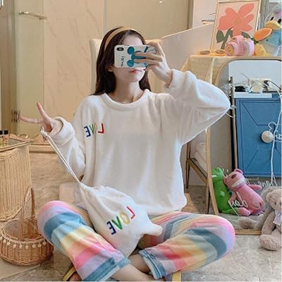 Pyjama chaud d'hiver pour femme, pyjama en flanelle, nouveaux vêtements pour la maison