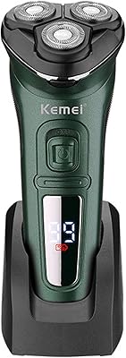 Kemei rasoir électrique rotatif pour hommes rasoir sec et humide rechargeable étanche ipx7
