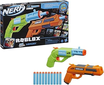 Jeu nerf roblox jailbreak : armory, comprend 2 blasters à action marteau, 10
