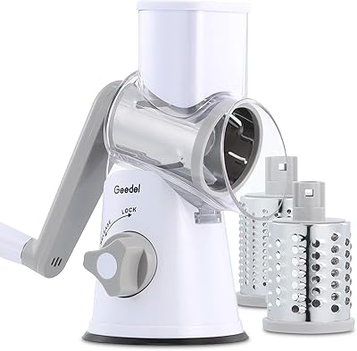 Râpe à fromage rotative jedel, mandoline de cuisine avec 3 lames interchangeables, râpe