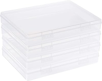 Penicrete lot de 4 grands récipients de rangement rectangulaires en plastique transparent 8,8