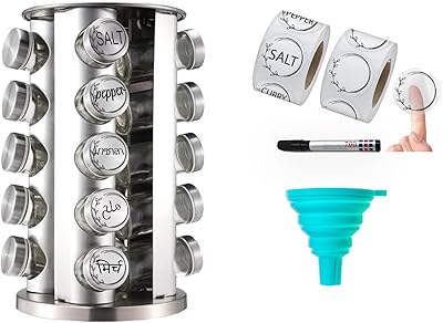 Étagère à épices rotative pescador pour organisation d'armoires de cuisine (pot rond 20)