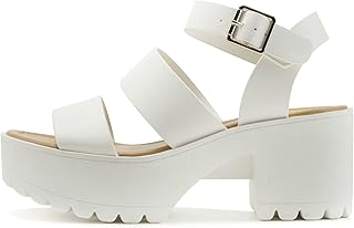 Sandales à bout ouvert pour femme avec semelle large et bride de cheville