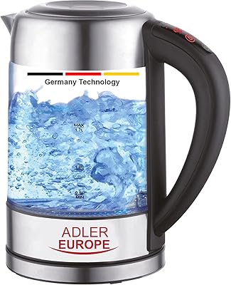 Bouilloire en verre intelligente adler avec technologie allemande, contrôle tactile avec affichage lcd
