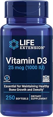 Gélules de vitamine d3 life extension 1000 ui 250 gélules (l'emballage peut varier)