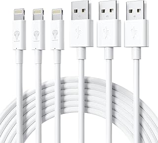 Câble de chargement lightning ip iphone tecover [1,2 mètre 3 pièces] [certifié mfi]