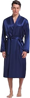 Peignoir kimono long en satin léger pour hommes, peignoir à manches longues