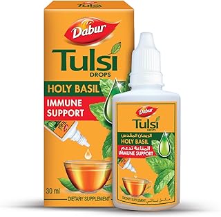 Les gouttes dabur tulsi aux propriétés antioxydantes soulagent la toux et le rhume