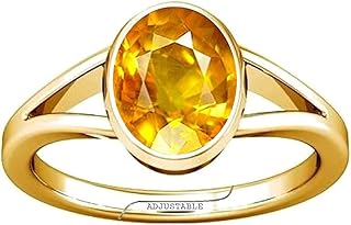 Bague panchdhatu en saphir jaune réglable divya shakti de pokraj gemstone 6,25-6,50 carats