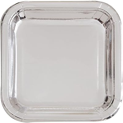 Assiettes de fête carrées uniques en aluminium, 8 pièces, longueur de 7 pouces