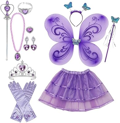 Ensemble de costumes pour filles amatir avec ailes de papillon et robe, accessoires