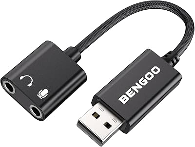 Adaptateur de carte son usb bengoo adaptateur audio prise jack 35 mm externe