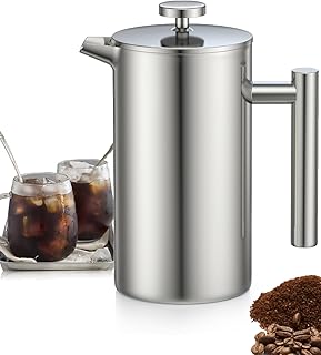 Enfmay french press thermo, 1l (8 tasses à café) cafetière à pression française