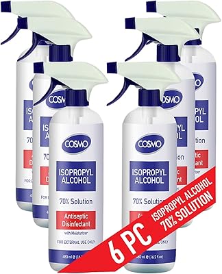 Solution désinfectante et désinfectante à l'alcool isopropylique cosmo 70 % - 480 ml et 16,2 fl oz - paquet de 06 - ipa liquide 70 % - hydratants - désinfectants - action rapide - premiers secours - bleu. Diaytar : Votre destination shopping préférée au Sénégal