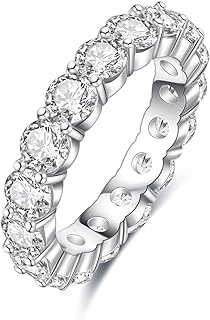 Bague de mariage en moissanite anoclop eternity, bague de mariage en argent sterling