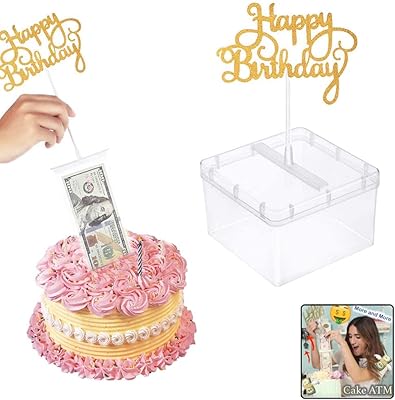 Tirelire à gâteau moule boîte distributrice de gâteaux ensemble d'argent gâteau avec décoration