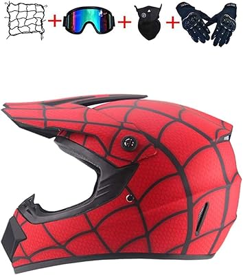 Casque de moto pour enfants, casque intégral de vtt avec lunettes, gants, écran
