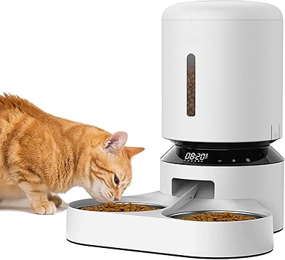 Mangeoire automatique pour chats hcosme pour 2 chats, distributeur de nourriture sèche 5l avec distributeur et 2 bols en acier inoxydable, configuration d'appel en 10 secondes et minuterie, 50 portions 6 repas par jour pour chats et chiens (5l). Diaytar : Des prix qui défient toute concurrence