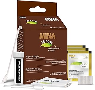 Kit de coloration des sourcils au henné brun moyen de mina pour la teinture