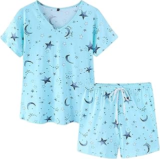 Ensemble pyjama chemise et short à manches courtes pour femmes, col en v