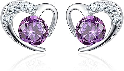 Boucles d'oreilles en forme de cœur en argent sterling 925 avec zircones cubiques