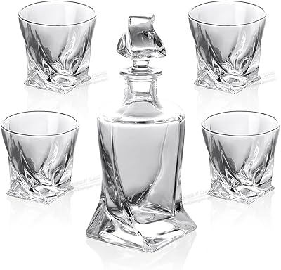 Ensemble de verres jt twisted design 5 pièces comprenant 4 rock/highball 1 bouteille
