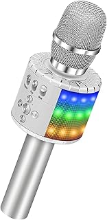 Bonauk microphone de karaoké bluetooth sans fil pour enfants, microphone de karaoké portable