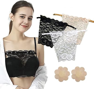 Samoo privacy lace invisible bra, spaghetti strap clip-on cover clip faux soutien-gorge