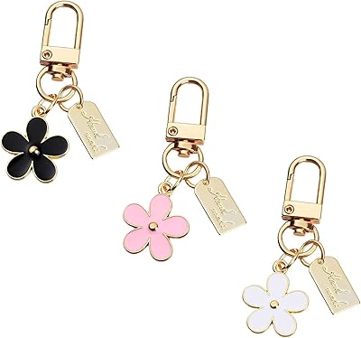 Alykdon 3 pièces porte-clés pour femmes fleur design voiture porte-clés pendentif pour portefeuille