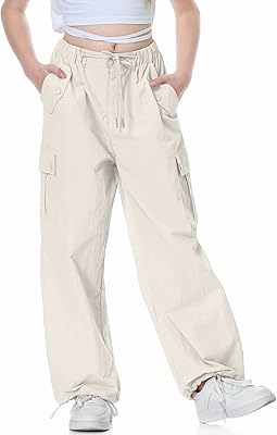 Pantalon harajuku parachute y2k avec poches pour fille - 4-14 ans