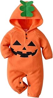 Costume d'halloween pour bébé citrouille, barboteuse orange à capuche pour bébé de 3