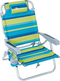 Chaise de plage pliante moon lens avec 5 positions, chaise à bascule pliante