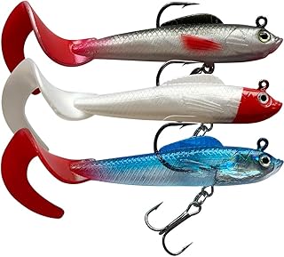 Appâts de pêche en plastique souple obq pour truite d'eau salée, bar, saumon, leurres de pêche à tête souple avec boîte. Diaytar : Le discount intelligent pour consommateurs avisés