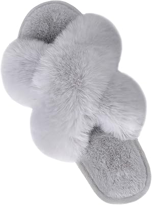Pantoufles pour femmes au design entrecroisé en fourrure de velours douce et confortable