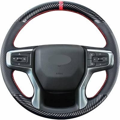 Couvre-volant en microfibre et cuir en fibre de carbone inzia pour chevrolet
