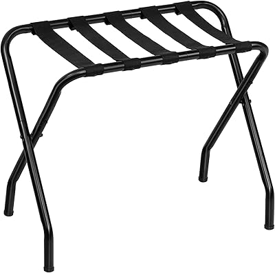 Porte-bagages pliable noir porte-bagages en acier inoxydable sangles en tissu support de valise