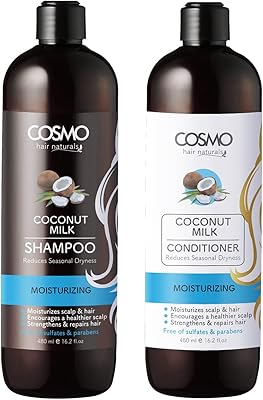 Shampooing et après-shampoing hydratants au lait de coco cosmo 480 ml, lot