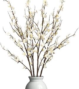 4 pièces fleurs de prunier artificielles, fausses fleurs de cerisier à longue tige, fleurs en soie pour fête de mariage, bureau à domicile, chambre à coucher (blanc). Diaytar Sénégal : Achetez plus, dépensez moins