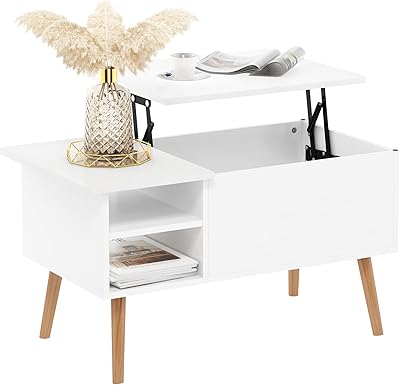 Table basse frono de jensen sur pieds en bois avec espace de rangement