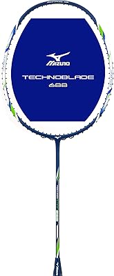 Raquette de badminton mizuno 699 (head heavy, graphite japonais) sans cordage (dkbl/sil/lime green)