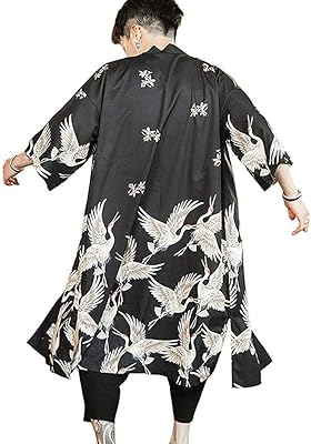 Manteau kimono japonais ample pour hommes, peignoir long vintage de style yukata