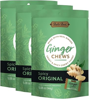 Bali's best ginger chews candy, saveur naturelle originale épicée, 100 % vrai gingembre, sucré épicé, sachet de 5,08 oz de 144 g (paquet de 3). Diaytar Sénégal : Achetez plus, dépensez moins