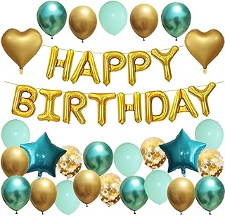 Bannière de ballons joyeux anniversaire ao haeng pour femme - or/vert