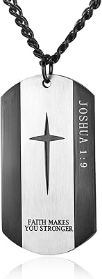 Collier avec pendentif bible en argent et acier inoxydable noir pour homme, chaîne