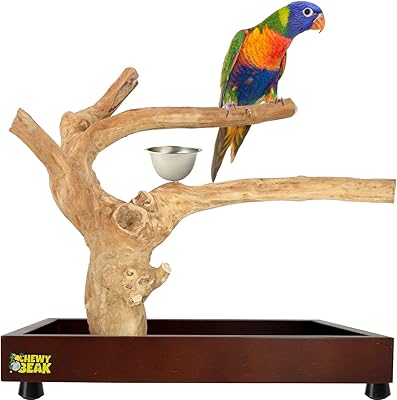 Support à oiseaux en bois naturel, support à jouets pour perroquets en bois
