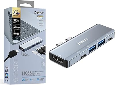 Hub xpower 5-en-1 5w type-c 5-en-1 5 ports prend en charge le chargement