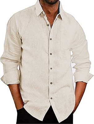 Elselect chemise ample boutonnée à manches longues pour hommes, grande taille, chemise d'été boutonnée décontractée en lin. Diaytar Sénégal : Des milliers de produits à portée de clic, livrés chez vous
